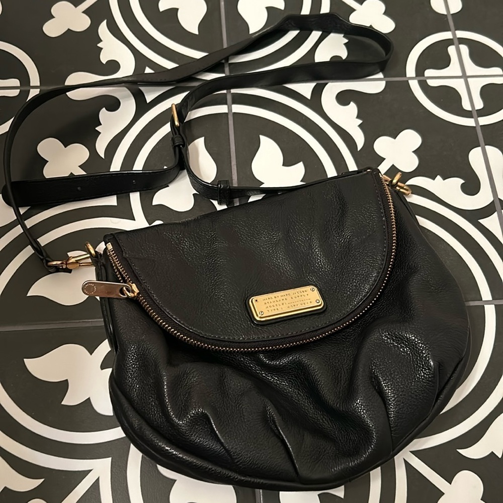MARC BY MARC JACOBS | Leather flap crossbody bag black Medium